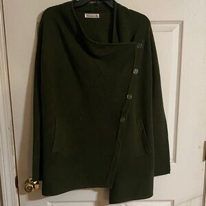 New York & Co 89th & Madison Olive Green Women's Wrap Cardigan Sweater S Small